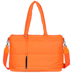 Bolsa Shopper Universitária De Nylon Laranja Neon Tangerina Com Alça Transversal