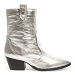 Bota Western Couro Cristal Prata Salto Bloco Baixo