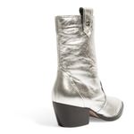 Bota Western Couro Cristal Prata Salto Bloco Baixo